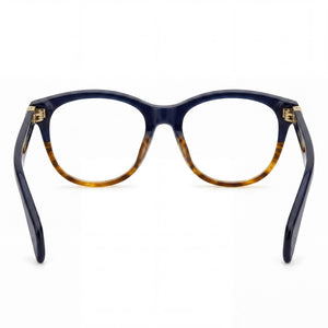 Rag & Bone Rnb3014 Rectangle Eyeglasses Women — side view, Havana Blue temples