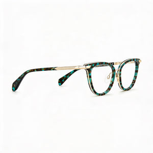 Rag & Bone Rnb3051/g Square Eyeglasses Women — side view, Havana Metal temples