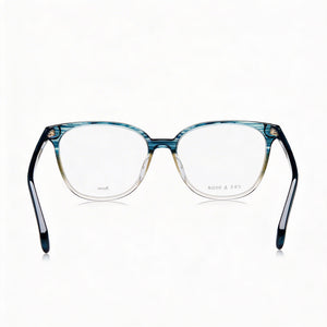 Rag & Bone Rnb3059 Square Eyeglasses Women — side view, Blue Acetate temples
