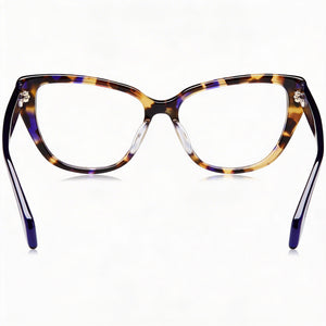 Rag & Bone Rnb3061 Cat Eye Eyeglasses Women — side view, Blue Havana Acetate temples