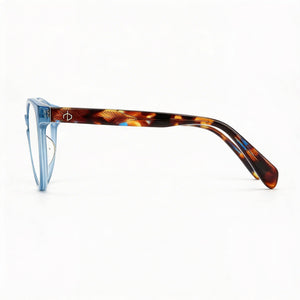 Rag & Bone Rnb3062 Rectangle Eyeglasses Women — side view, Blue Acetate temples