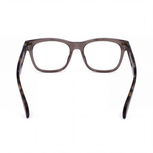 Rag & Bone RNB7004 Square Eyeglasses Men — side view, Grey Beige Acetate temples