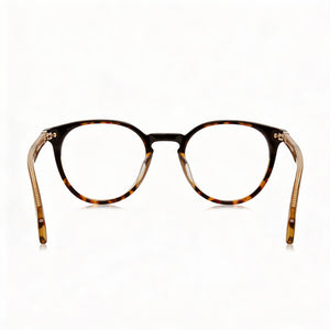 Rag & Bone Rnb8003 Round Eyeglasses Women — side view, Havana Acetate temples