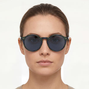 Ralph Lauren Ph4204u Round Sunglasses Women — side view, Non-Polarized Dark Blue lens