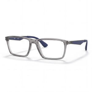 Ray-Ban 0RX7056 Gray Rectangle Eyeglasses for Men, Plastic frame