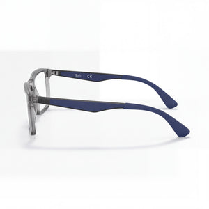 Ray-Ban 0RX7056 Rectangle Eyeglasses Men — side view, Gray Plastic temples