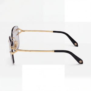 Roberto Cavalli SRC008M Square Sunglasses Unisex — side view, Non-Polarized Brown Gradient lens
