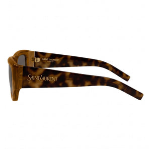 Saint Laurent Retro Glam Rectangle Sunglasses Women — side view, Polarized Black lens