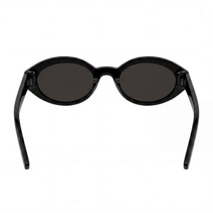 Saint Laurent SL 567-001 Oval Sunglasses Women — side view, Non-Polarized Black lens