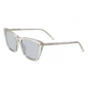 Saint Laurent Sl 737 Mica Thin-004 Gray Cat Eye Sunglasses for Women, Silver lens