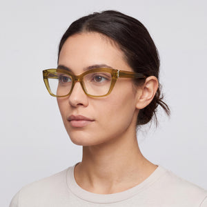 Saint Laurent Sl M117-006 Green Eyeglasses Unisex — lifestyle wear, morning news and coffee routines