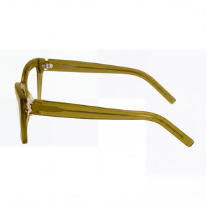 Saint Laurent Sl M117-006 Rectangle Eyeglasses Unisex — side view, Green Acetate temples