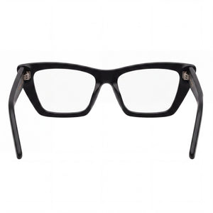Saint Laurent SL291 Cat Eye Eyeglasses Women — side view, Black Acetate temples