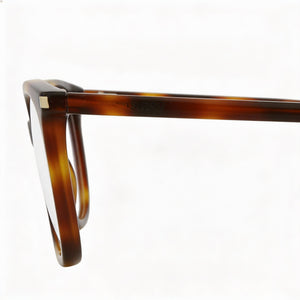 Saint Laurent Square/Rectangle Square Eyeglasses Women — side view, Brown Plastic temples