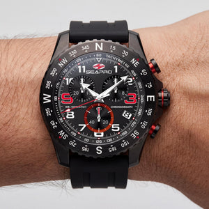 Seapro Men's Watch — dial detail, Black Analog display