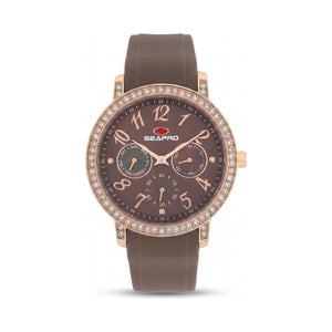 Seapro Brown Dial Stainless Steel Women's Watch, 37mm