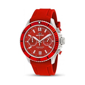 Seapro Modern Red Dial Stainless Steel Men's Watch, 45mm