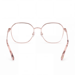 Skechers Se50063 Square Eyeglasses Women — side view, Shiny Rose Gold Stainless Steel temples