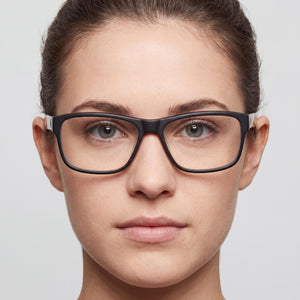 Spy Brody 58 Rectangle Eyeglasses Unisex — side view, Black Acetate temples