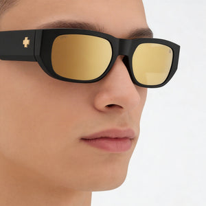 Spy Classic Rectangle Sunglasses Unisex — side view, Non-Polarized Happy Bronze Gold Spectra Mirror lens