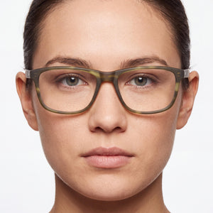Spy Dwight 55 Rectangle Eyeglasses Unisex — side view, Green Acetate temples