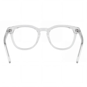Spy KADEN 52 Oval Eyeglasses Unisex — side view, Crystal Acetate temples