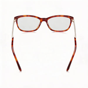 Swarovski Rectangle Eyeglasses Women — side view, Havana Plastic temples