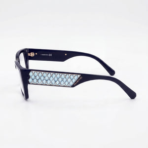 Swarovski SK5446 Rectangle Eyeglasses Women — side view, Blue Plastic temples