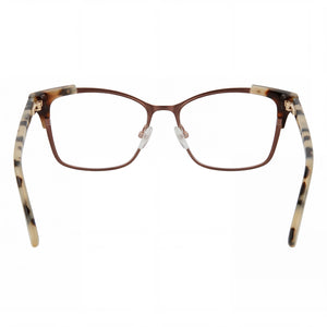 Ted Baker B245 Rectangle Eyeglasses Women — side view, Havana Metal temples