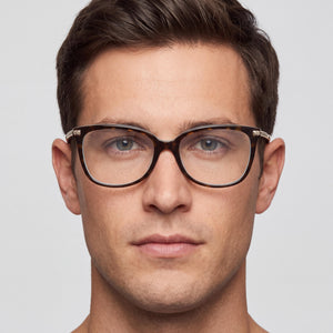 Tiffany & Co. Tf 2221f Rectangle Eyeglasses Men — side view, Havana on Tiffany Blue Plastic temples