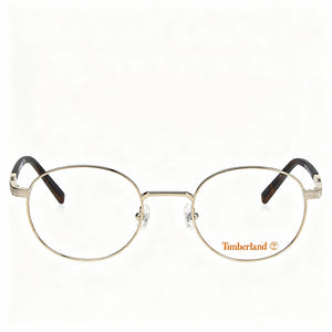 Timberland 1724 Round Eyeglasses Unisex — side view, Gold Metal temples