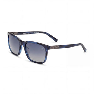 Timberland 56mm Blue Rectangle Sunglasses for Men, Smoke Polarised lens
