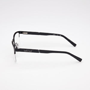 Timberland Rectangular Rectangle Eyeglasses Men — side view, Black/White Metal temples
