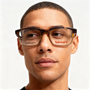 Timberland TB1789-H Rectangle Eyeglasses Men — side view, Havana Plastic temples
