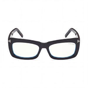 Tom Ford Rectangle Eyeglasses Unisex — front view, Blue Filter Plastic