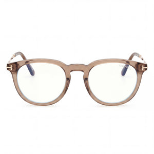 Tom Ford Round Eyeglasses Unisex — front view, Brown frame