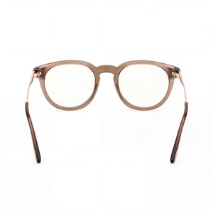 Tom Ford Round Eyeglasses Unisex — side view, Brown temples