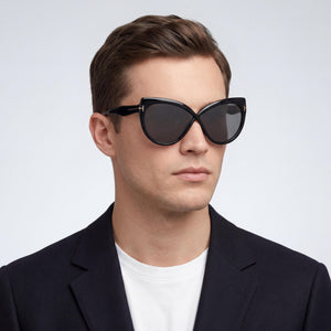 Tom Ford Classic Cat Eye Sunglasses Men — side view, Black lens detail
