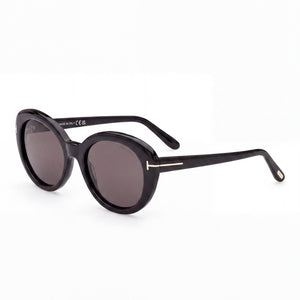 Tom Ford Classic Black Oval Sunglasses for Women, Smoke Dark Gray lens