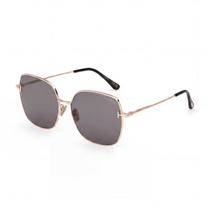Tom Ford Classic Shiny Rose Gold Rectangle Sunglasses for Unisex, Multicolor lens