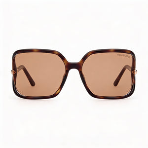 Tom Ford Classic Square Sunglasses for Women — front view, Stainless Steel frame