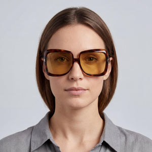 Tom Ford Classic Square Sunglasses for Women — interior view, Plastic lens detail