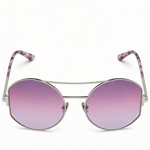 Tom Ford Contemporary Round Sunglasses for Women — front view, Metal frame