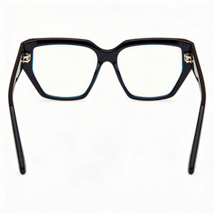 Tom Ford FT 5951-B Rectangle Eyeglasses Unisex — side view, Black Acetate temples