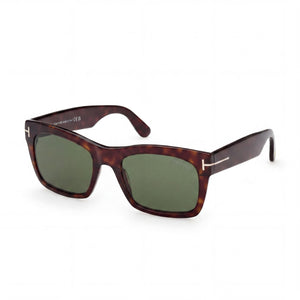 Tom Ford FT1062 Dark Havana Rectangle Sunglasses for Men, Green lens