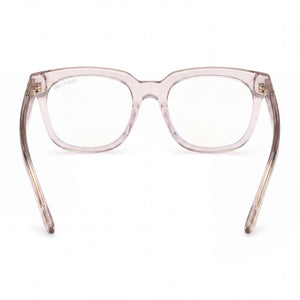 Tom Ford Ft5537-b Rectangle Eyeglasses Women — side view, Transparent Yellow Acetate temples
