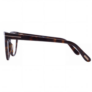 Tom Ford FT5729-B 052 Cat Eye Eyeglasses Women — side view, Havana Acetate temples