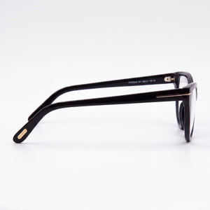 Tom Ford FT5729-B Cat Eye Eyeglasses Women — side view, Black Plastic temples