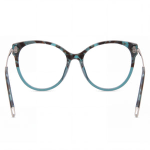 Tom Ford FT5770-B Cat Eye Eyeglasses Women — side view, Blue Plastic temples