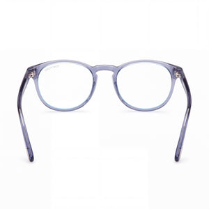 Tom Ford Ft5803-b Round Eyeglasses Men — side view, Blue Filter Plastic temples